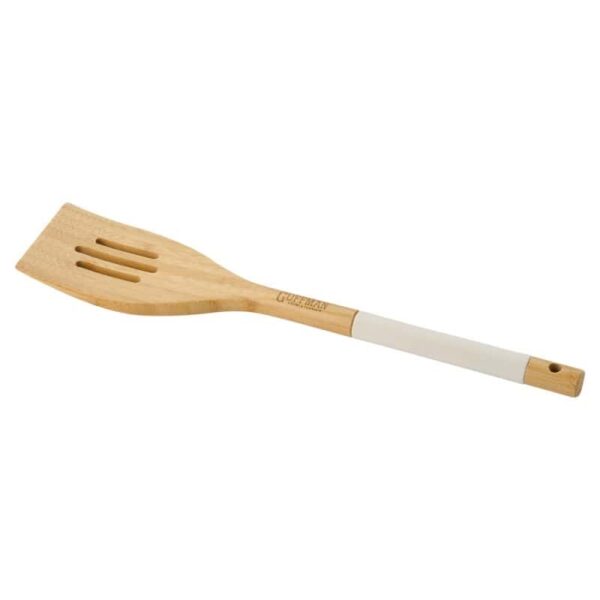 Лопатка с прорезями из бамбука с белой силиконовой ручкой Guffman russki dom