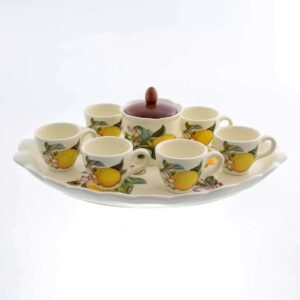 Кофейный сервиз NUOVA CER Лимон 8 предметов (6 кружек + сахарница с крышкой на подставке) 41510 russki dom