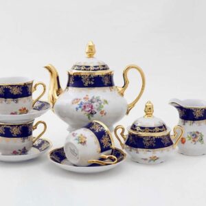 Чайный сервиз Кобальт Букет цветов на 12 персон LEANDER russki dom