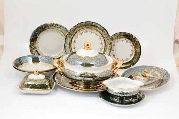 Столовый сервиз Зеленый лист Sterne porcelan на 6 персон 27 предметов russki dom