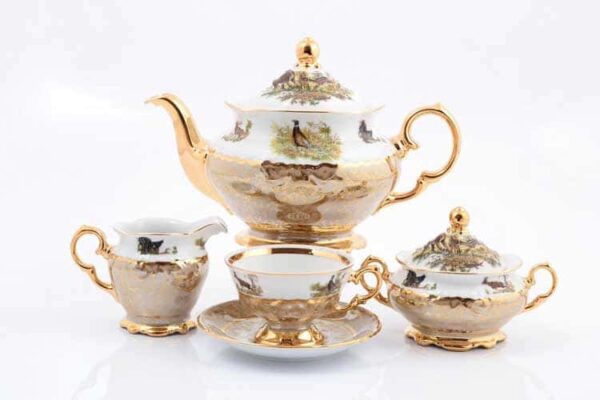 Охота Бежевая Чайный сервиз 17 предметов Sterne porcelán russki dom