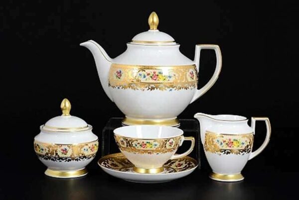 VIENNA CREME GOLD Чайный сервиз Falkenporzellan на 6 персон 15 предметов russki dom