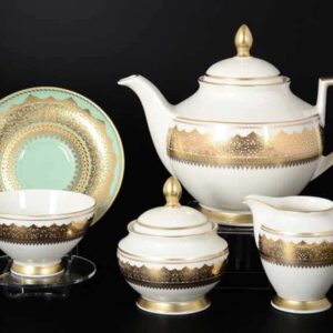AGADIR SELADON Gold Чайный сервиз Falken на 6 персон 17 предметов russki dom