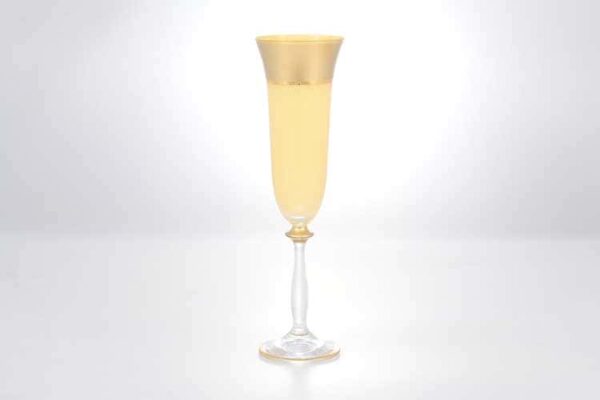 Набор фужеров для шампанского Анжела Матовая полоса AS Crystal желтый 190 мл 6 шт. russki dom