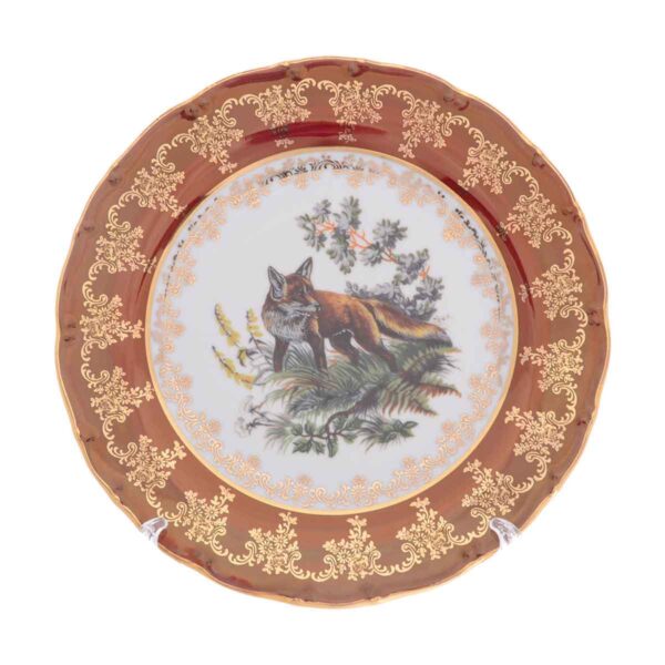 Набор тарелок Queens Crown Aristokrat Охота красная 25 см russki dom