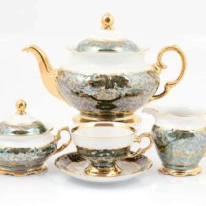 Зеленый лист Чайный сервиз на 6 персон 17 предметов Sterne porcelan russki dom