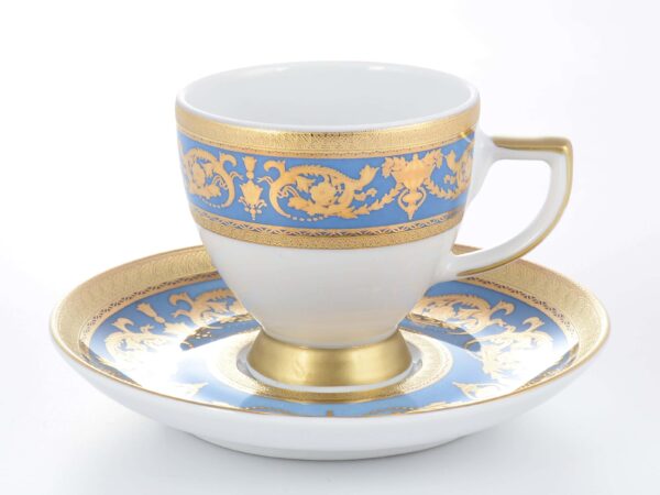 Набор кофейных пар Falkenporzellan Imperial Blue Gold 110мл(6 пар) russki dom