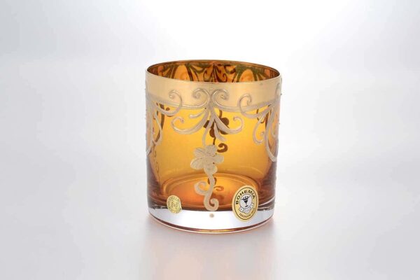 Набор стаканов для виски Bohemia Star Crystal Лепка янтарная (6 шт) russki dom
