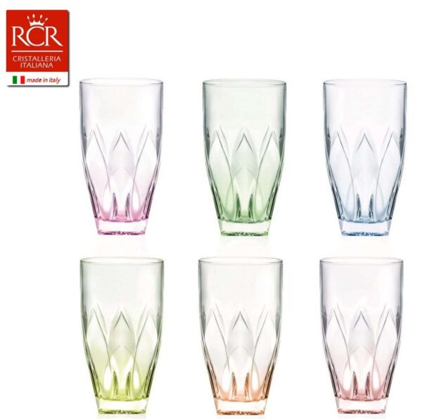 Набор стаканов для воды цветные 330 мл Ninphea RCR russki dom