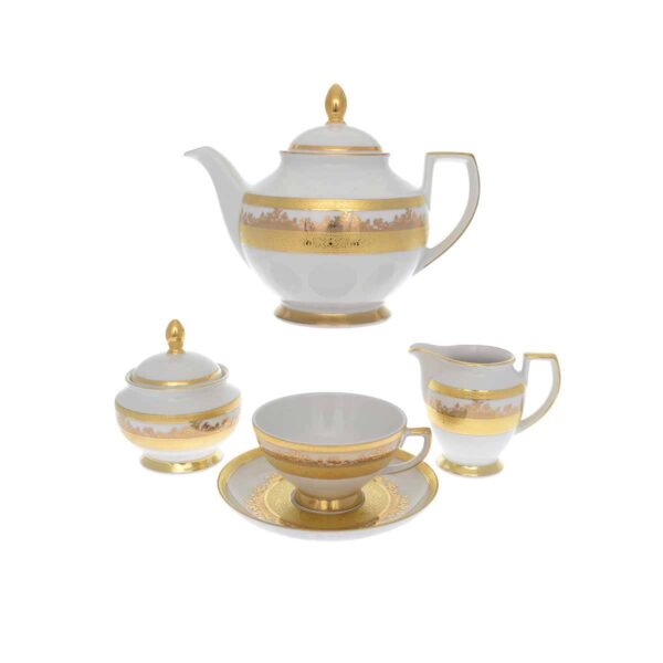 Чайный сервиз Falkenporzellan White Gold 6 персон 17 предметов russki dom