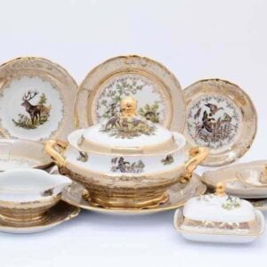 Охота Бежевая Столовый сервиз 27 предметов Sterne porcelán russki dom