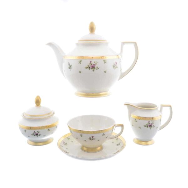 Чайный сервиз на 6 персон Falkenporzellan Constanza cream - Primavera Gold 15 предметов russki dom
