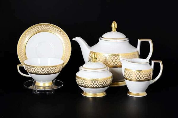 VALENCIA CREME GOLD Чайный сервиз Falkenporzellan на 6 персон 15 предметов russki dom