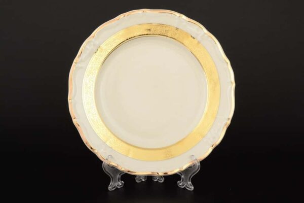 Набор тарелок Thun Мария Луиза Золотая лента Ivory 25см (6 шт) russki dom