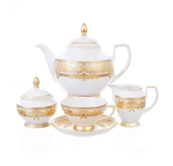 Чайный сервиз на 6 персон Falkenporzellan Natalia creme gold 17 предметов russki dom