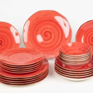 Набор посуды фарфоровый. 24 предмета (6 перс.) 11111-RED OMS russki dom
