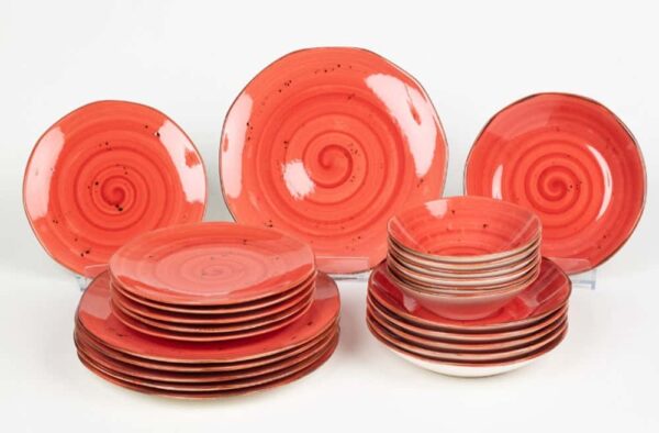 Набор посуды фарфоровый. 24 предмета (6 перс.) 11111-RED OMS russki dom