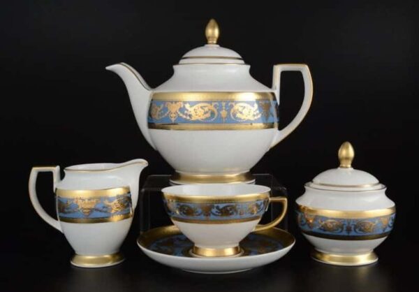 Чайный сервиз Falkenporzellan Imperial Blue Gold 6 персон 17 предметов russki dom