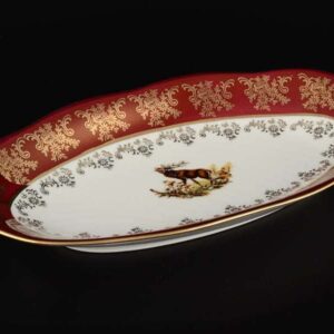 Блюдо овальное 26 см Царская Красная Охота Royal Porcelain russkii dom