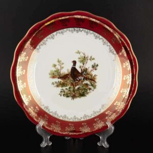 Блюдо круглое 30 см Царская Красная Охота Royal Porcelain russkii dom