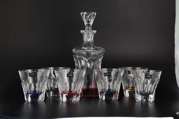APOLLO Набор для виски цветной Crystalite Bohemia 7 предметов russki dom