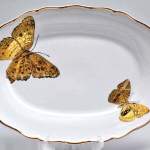 Блюдо овальное 32 см Магнолия Золотые бабочки russkii dom