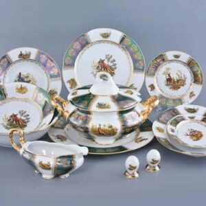 Болеро Охота Зеленая Столовый сервиз Royal Porcelain на 6 персон 28 предметов russki dom