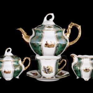 Болеро Охота Зеленая Чайный сервиз Royal Porcelain на 6 персон 17 предметов russki dom