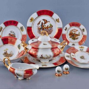 Болеро Охота Красная Столовый сервиз Royal Porcelain на 6 персон 28 предметов russki dom