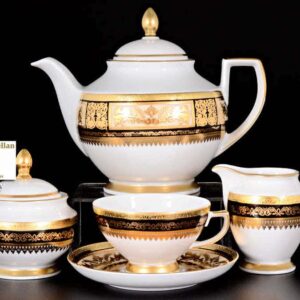Diadem Black Creme Gold Чайный сервиз FalkenPorzellan на 6 персон 17 предметов russki dom