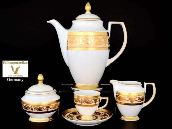 Imperial Crem Gold Кофейный сервиз на 6 персон 17 предметов Falkenporzellan russki dom