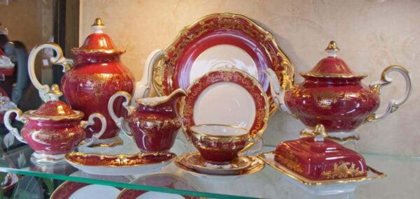 Ювел красный Чайный сервиз Weimar Porzellan 55 предметов russki dom