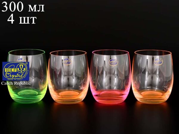 Арлекино Неон Набор стаканов для виски Bohemia Crystal 300 мл russki dom