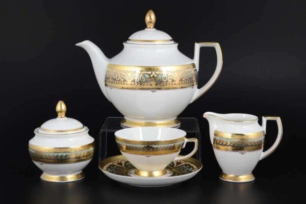 Arabesque Greenshadow Gold Чайный сервиз FalkenPorzellan на 6 персон 17 предметов russki dom