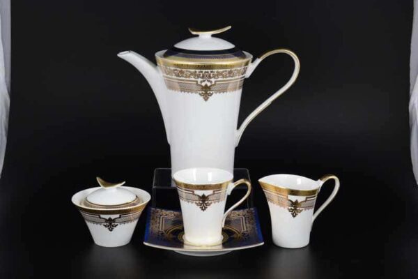 Elegance Blueshadow Gold Чайный сервиз FalkenPorzellan (форма квадрат) на 6 персон 17 предметов russki dom