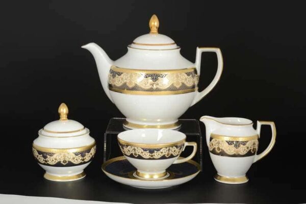 Belvedere Combi BLUE Gold Чайный сервиз FalkenPorzellan на 6 персон 17 предметов russki dom