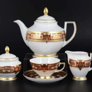 Donna bordeaux gold Чайный сервиз FalkenPorzellan на 6 персон 17 предметов russki dom
