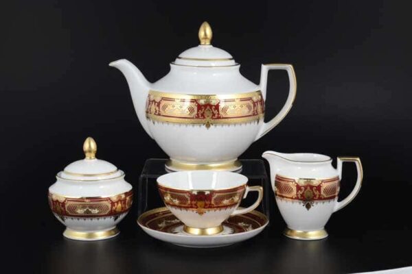 Donna bordeaux gold Чайный сервиз FalkenPorzellan на 6 персон 17 предметов russki dom