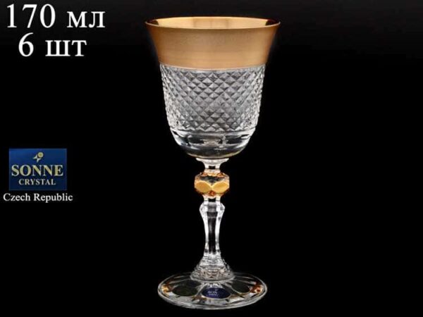 Фелиция матовая Набор бокалов для вина 170 мл Sonne Crystal Золото (6 шт) russki dom