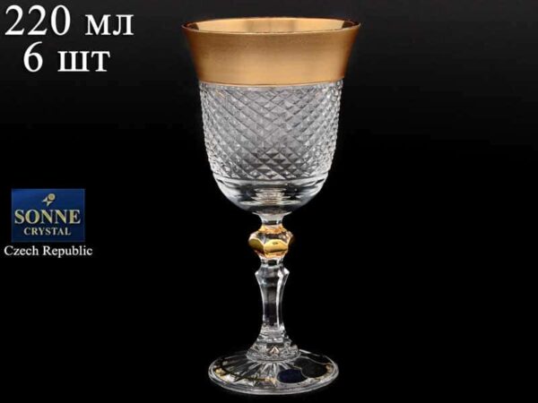 Фелиция матовая Набор бокалов для вина Sonne Crystal Золото 220 мл (6 шт) russki dom