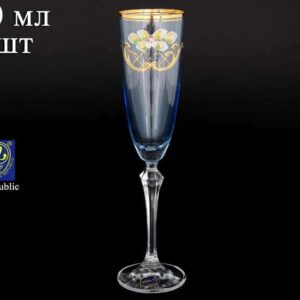 EXCLUSIVE V0024 Набор голубых фужеров для шампанского Bohemia Crystal  200 мл (6 шт) russki dom