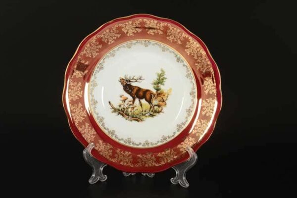 Царская Красная Охота Набор глубоких тарелок 23 см Royal Czech Porcelain (6 шт) russki dom