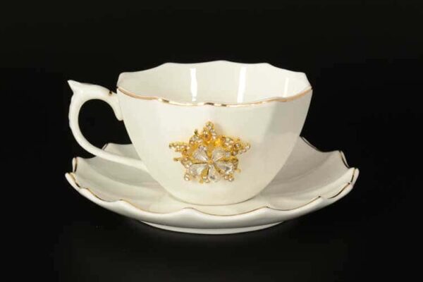 Набор чайных пар Royal Classics 6 шт  с золотом и камнями russki dom
