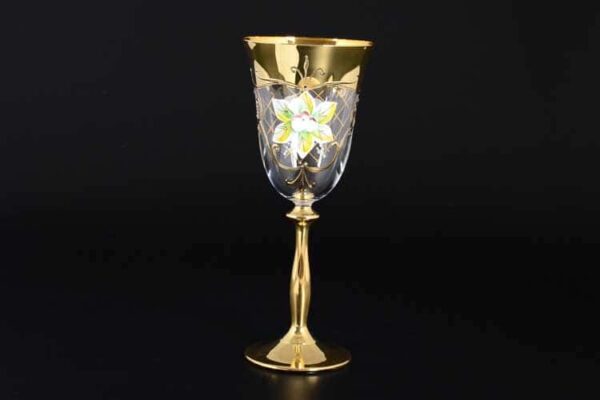Лепка прозрачная U-R золотая ножка Набор бокалов для вина 250 мл (6 шт) russki dom