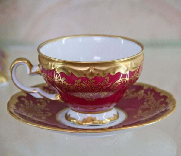 Ювел красный Набор для чая (чашка 160 мл+блюдце) Weimar на 6 персон russki dom