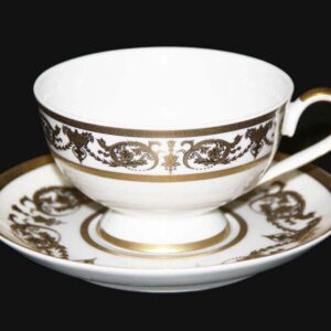 Александрия Голд белый Набор для чая (чашка 200мл+блюдце) Bavarian на 6 персон russki dom