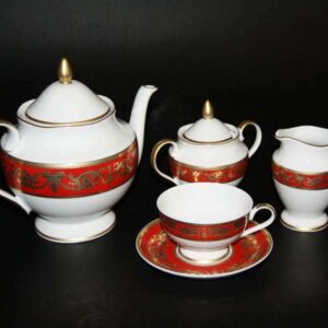 Александрия Красная Чайный сервиз Bavarian Porcellan 15 предметов russki dom