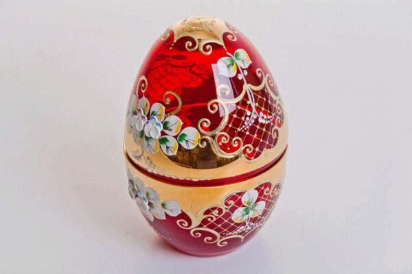 Шкатулка Лепка красная в форме яйца Cerna Чехия russki dom