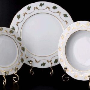 Венеция Роза зеленая Набор тарелок для сервировки стола Bavarian Porcelain russki dom