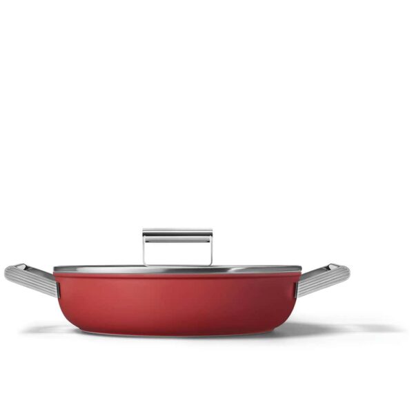 Сковорода глубокая с двумя ручками и крышкой, 28 см, красная SMEG 2